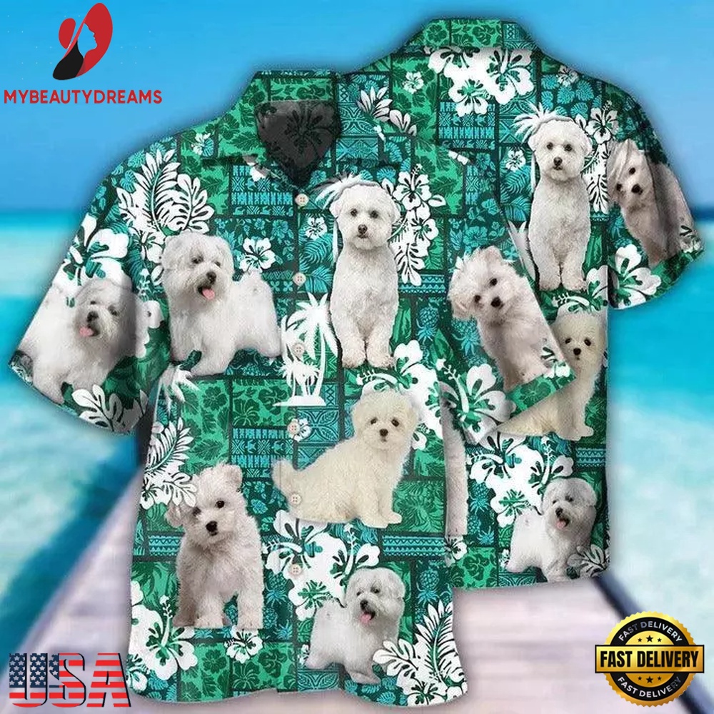 Maltese Aloha Hawaii Shirt - Dog Green Tropical Style Hawaiian Shirt, Gift For Dog Lovers