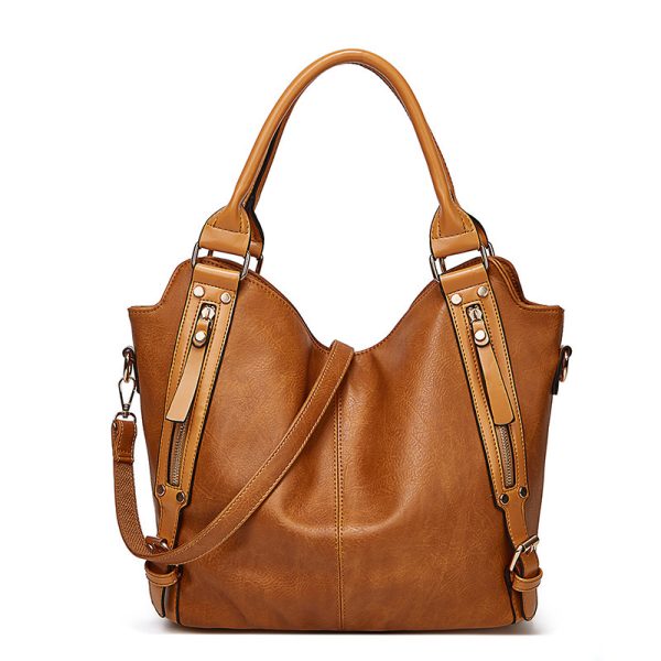Women's Handbag Large Capacity Single Shoulder Messenger Oil Leather Bag - Image 5