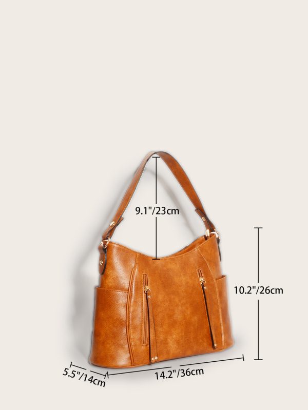 Retro Double Zipper Tassel Women's Portable Shoulder Bag - Image 6