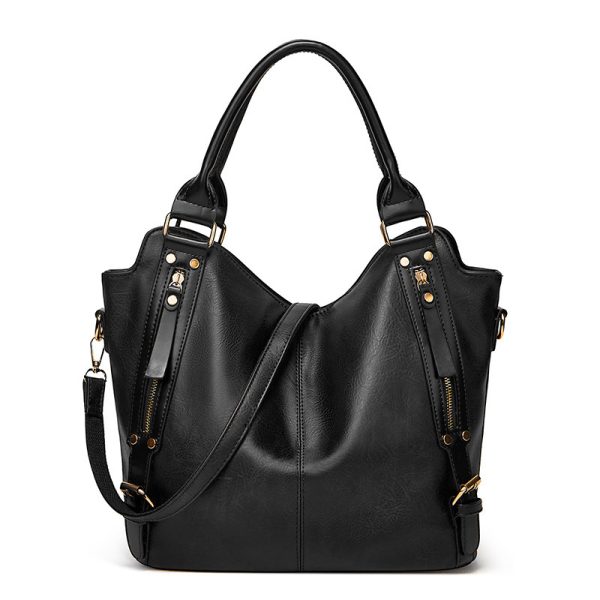 Women's Handbag Large Capacity Single Shoulder Messenger Oil Leather Bag - Image 7