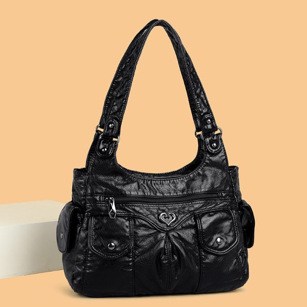 Women's Shoulder Stitching Large Capacity PU Messenger Bag - Image 3