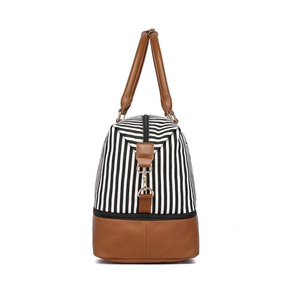 Women's Hand-carrying Travel Bag Striped Canvas - Image 6