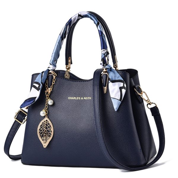 Women's Shoulder Bag With Leaf Pendant Fashion Silk Scarf Handbag - Image 6