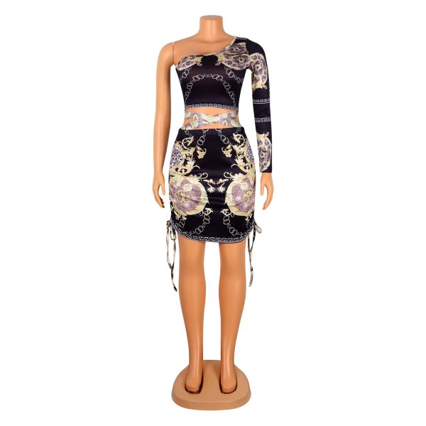 Irregular Single Sleeve Skirt Outfit Women - Image 3