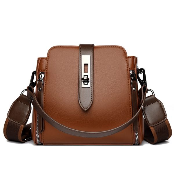Soft Leather Bucket Large Capacity Handbag Crossbody Bag - Image 7