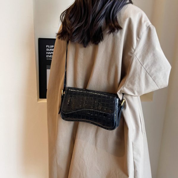Solid Color PU Personalized Daily Stone Pattern Simple Women's Bag Shoulder Bag Underarm Bag Metal Buckle - Image 2