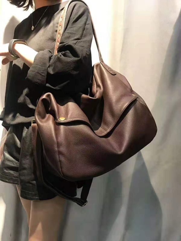 Top Layer Cowhide Large Capacity Shoulder Bag - Image 7