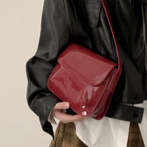 Fashionable Glossy Red Bag For Women