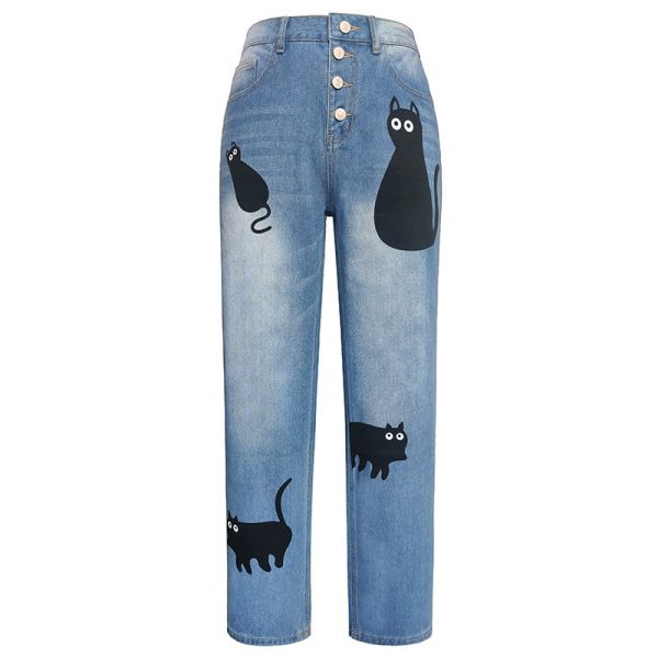 New Jeans Loose Leisure All-matching Simple And Thin Half-length Pants Straight-leg Pants Women - Image 9
