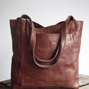 Women's Soft Leather Portable Shoulder With Pocket Vintage Bag