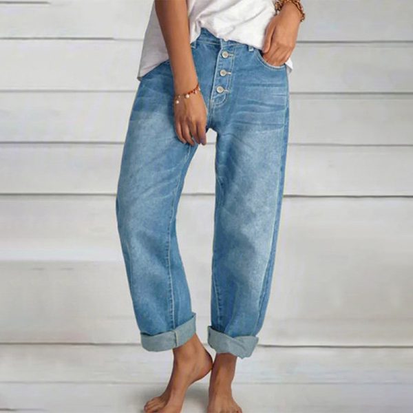 New Jeans Loose Leisure All-matching Simple And Thin Half-length Pants Straight-leg Pants Women - Image 7