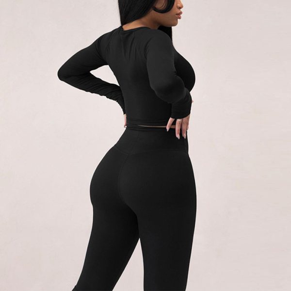 Long Sleeve Round Neck Top Package Hip Skinny Trousers High Elastic Sports Yoga Body-hugging Suit - Image 9