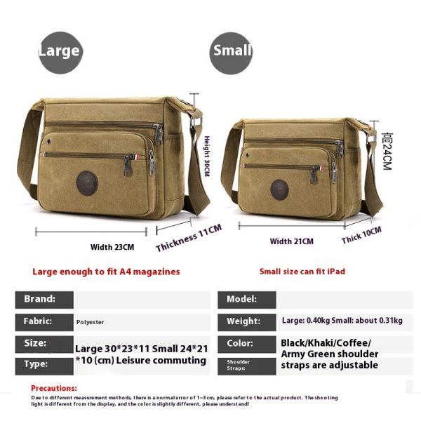New Canvas Men's Shoulder Messenger Bag - Image 3