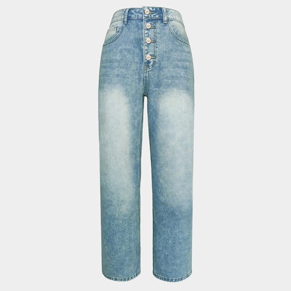 New Jeans Loose Leisure All-matching Simple And Thin Half-length Pants Straight-leg Pants Women - Image 8