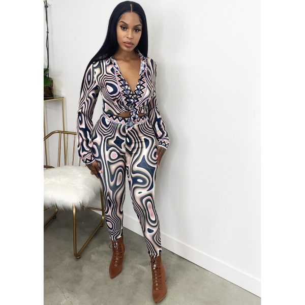 Autumn And Winter New Women's Clothing Fashion Sexy Print Long Sleeve Tight Casual Suit - Image 7