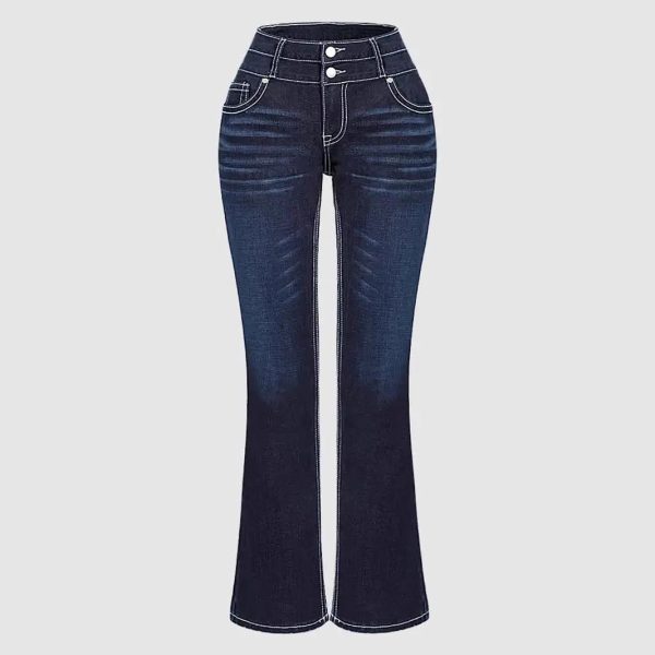 Women's Fashion Embroidered Denim Trousers Retro - Image 5