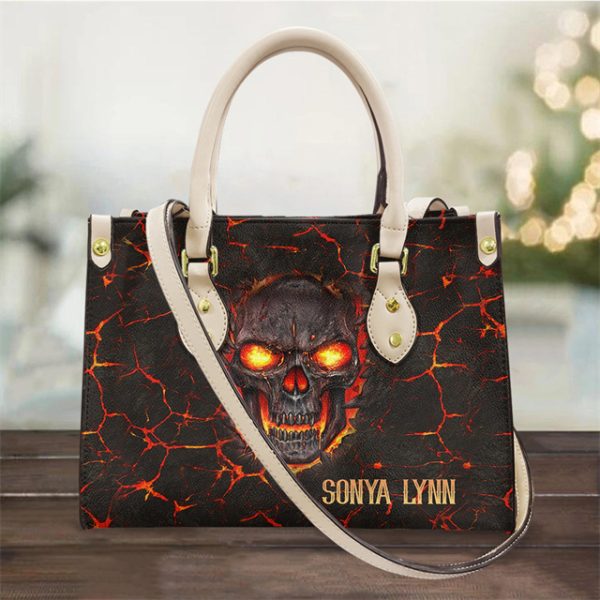 Women's Pu Handbag Skull Black And White Fashion Vintage Crossbody Hand-carrying Bag - Image 9