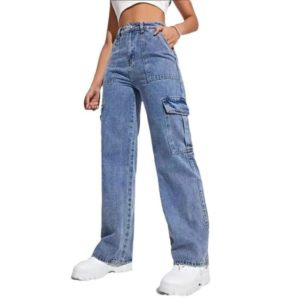 Cargo Jeans Women's Spring And Autumn Multi-pocket Wide-leg Casual Pants - Image 4