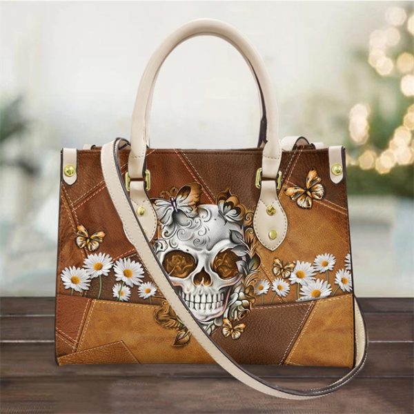 Women's Pu Handbag Skull Black And White Fashion Vintage Crossbody Hand-carrying Bag - Image 5