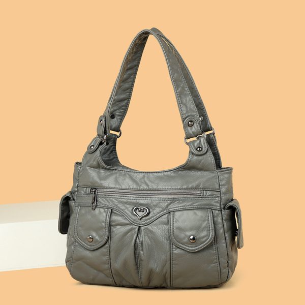 Women's Shoulder Stitching Large Capacity PU Messenger Bag - Image 2