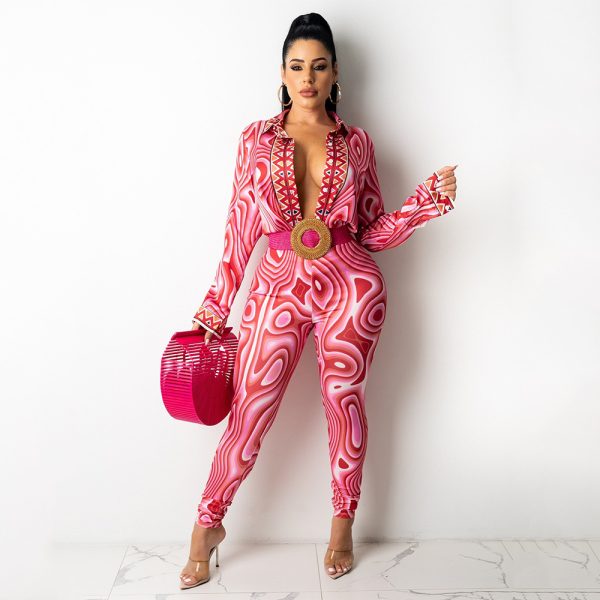 Autumn And Winter New Women's Clothing Fashion Sexy Print Long Sleeve Tight Casual Suit - Image 5
