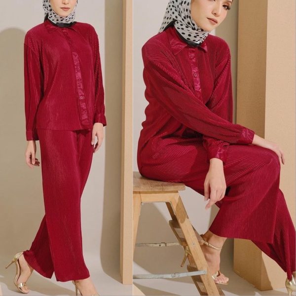 Malaysia Indonesia Clothing Suit Pleated Baggy Pants - Image 2