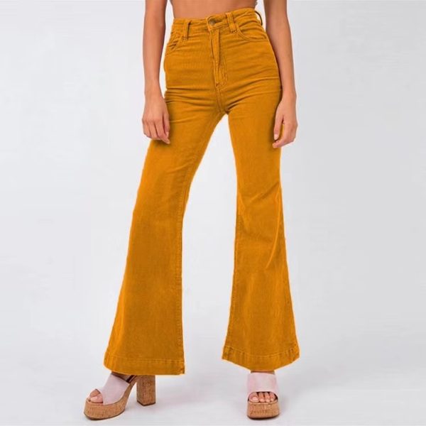 Fashion New Corduroy Bell-bottom Pants Wide Leg Pants Women Street Solid Color Casual - Image 7