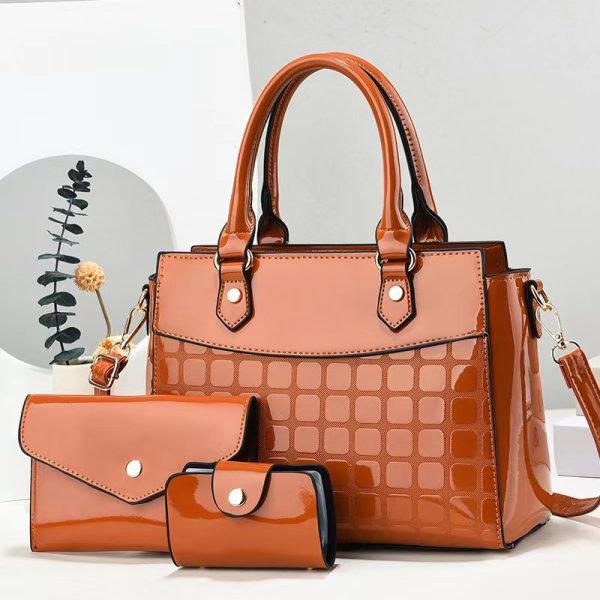 Women's Fashion Bright Leather Embossed Large Capacity Shoulder Messenger Bag - Image 4