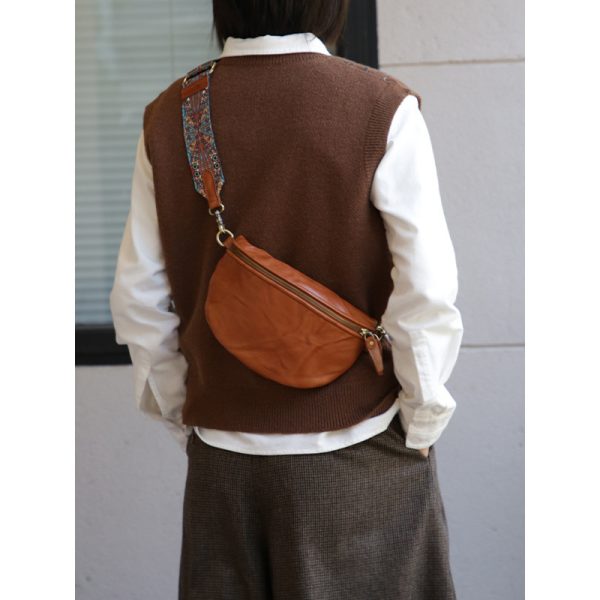 Skeleton-skin Saddle Bag Wide Shoulder Strap Top Layer Cowhide Retro Simple Bohemian Style - Image 2