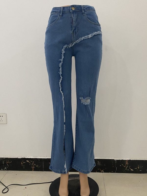 New style elastic ripped flared pants jeans women - Image 2