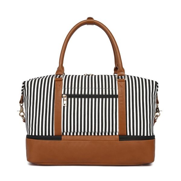 Women's Hand-carrying Travel Bag Striped Canvas - Image 8