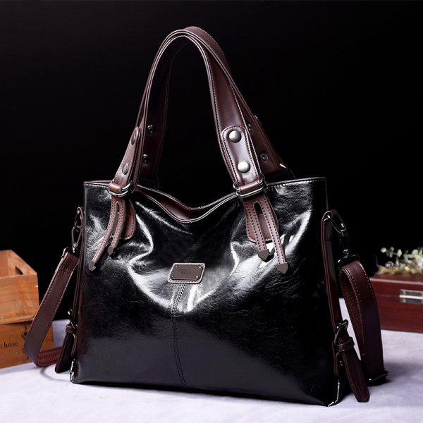 Retro Fashion Tote Casual Soft Leather Shoulder Crossbody Large Capacity Women's Bag - Image 7