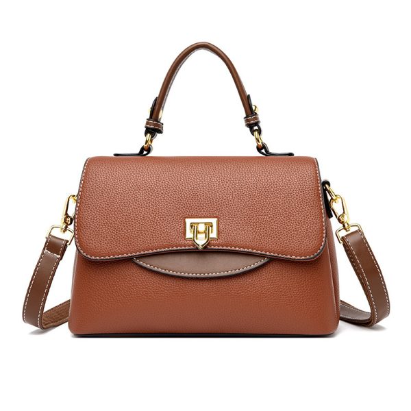 Soft Leather Elegant Versatile Large Capacity Shoulder Messenger Bag - Image 5