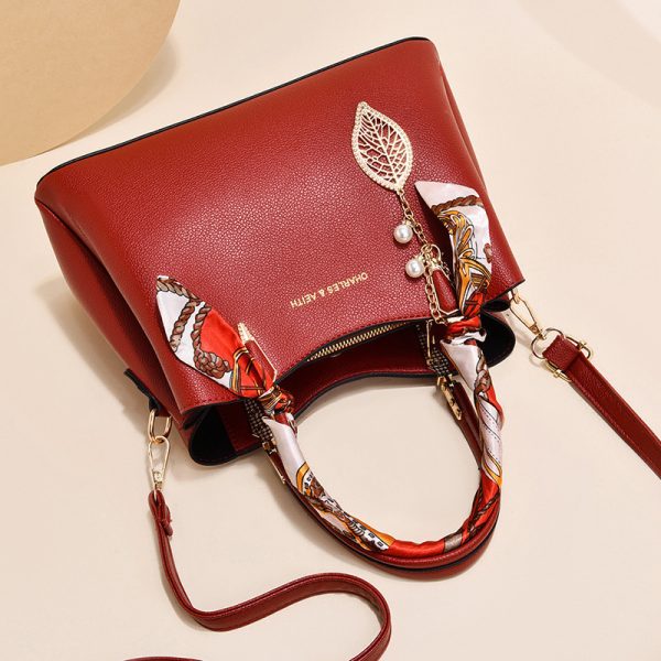 Women's Shoulder Bag With Leaf Pendant Fashion Silk Scarf Handbag - Image 2