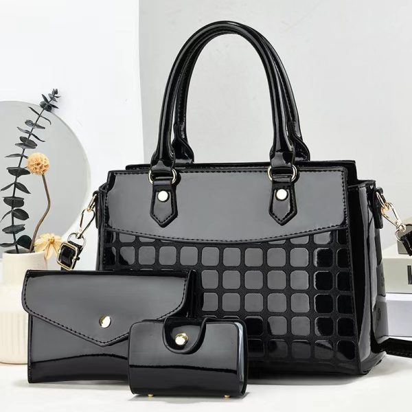 Women's Fashion Bright Leather Embossed Large Capacity Shoulder Messenger Bag - Image 2