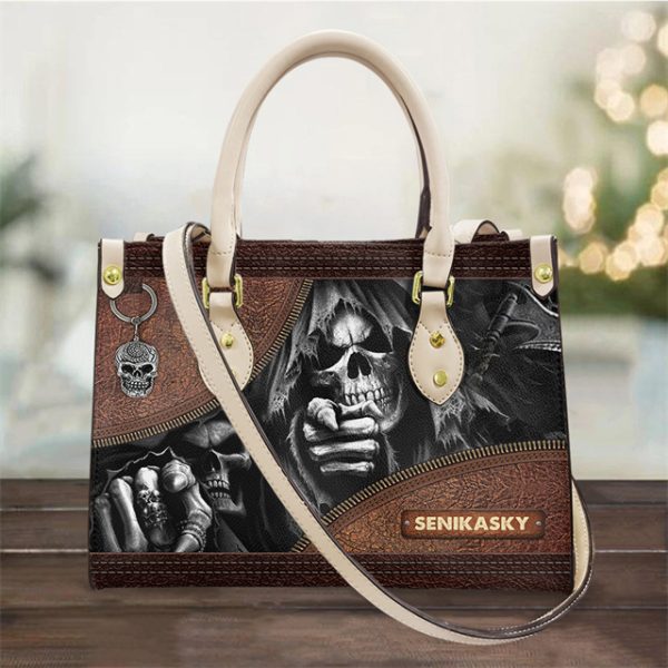 Women's Pu Handbag Skull Black And White Fashion Vintage Crossbody Hand-carrying Bag - Image 7