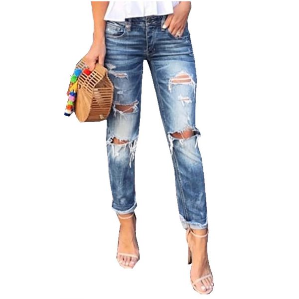 Women's Jeans Ripped Washed Slimming - Image 4