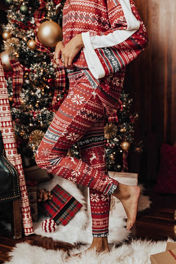 Christmas Loose Round Neck Print Homewear Suits Casual Two-piece Suit - Image 6
