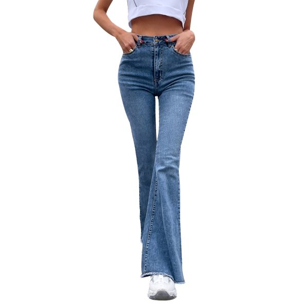 Wide Leg Elastic Stitching Denim Durable And Comfortable - Image 3