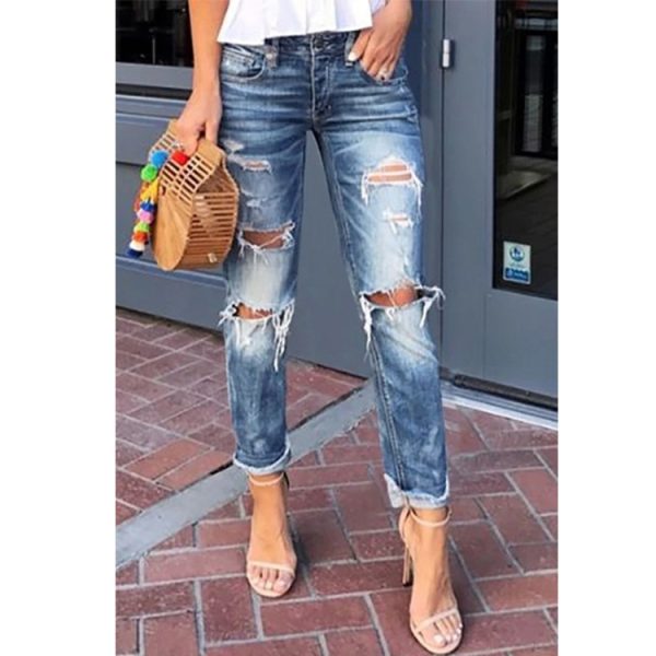 Women's Jeans Ripped Washed Slimming - Image 2