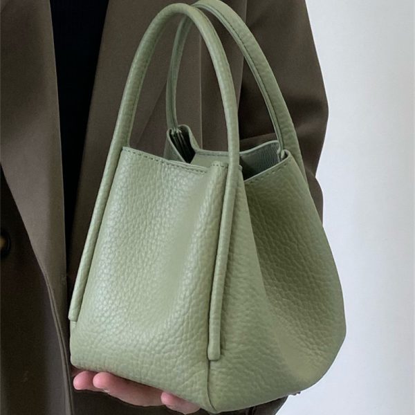 High Level Sense Of Soft Leather Lychee Grain Wrapped In Bucket - Image 2