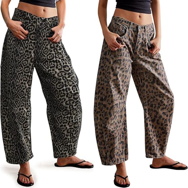 Casual Loose Mid Waist Cylindrical Women's Jeans - Image 2