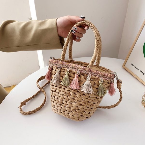Tassel Single Shoulder Crossbody Straw Woven Bag - Image 8