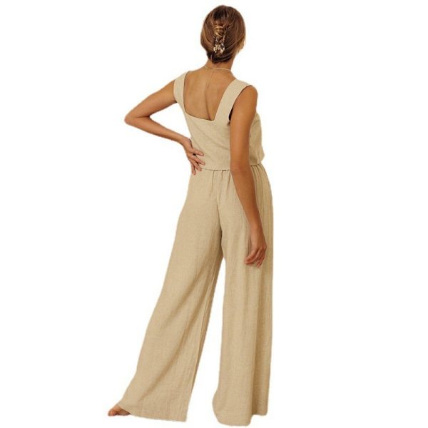 Cotton And Linen Wholesale Vest Sleeveless Trousers Loose Outfit Fashion Suit - Image 2