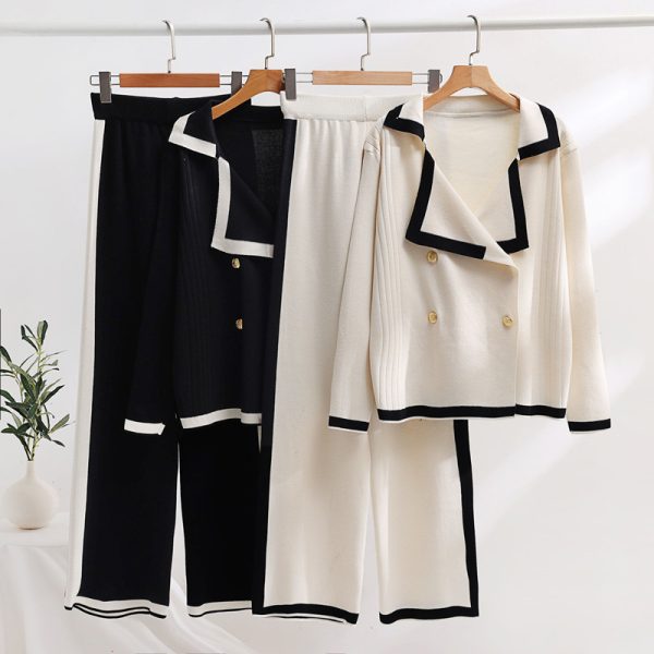 Women's Autumn Knitted Wide-leg Pants Two-piece Set - Image 5