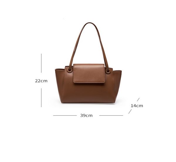 Women's Genuine Leather Simple Commuter Large Capacity Wing Shoulder Handbag - Image 5