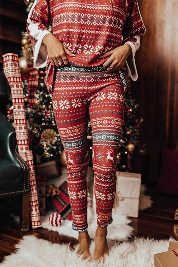 Christmas Loose Round Neck Print Homewear Suits Casual Two-piece Suit - Image 2