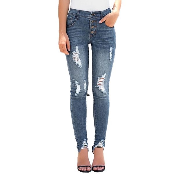 Denim pants with ripped holes - Image 8