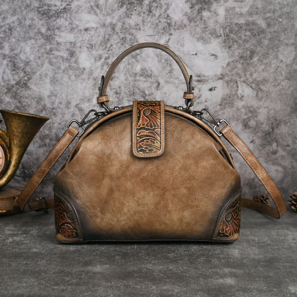 Women's Retro National Style Craft Hand-rub Color Three-dimensional Embossed Clip Bag - Image 2