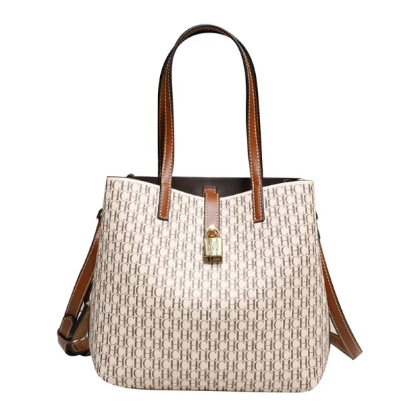 CH Women's Bag 2025 New Large Capacity Single Shoulder Messenger Small Bucket Bag 100% Leather Metal Decoration - Image 3